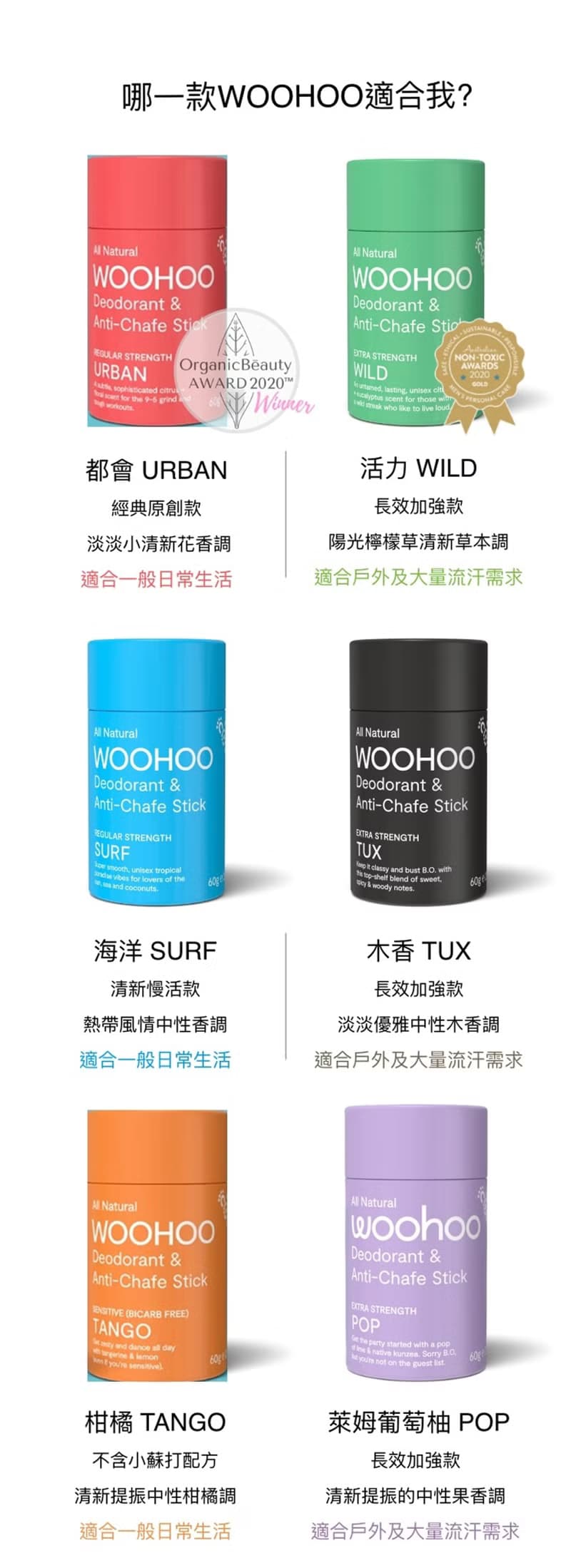 澳洲Woohoo神奇體香棒 都會活力2入優惠組 汗味 體味 老人味