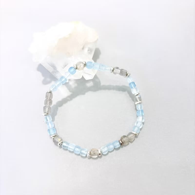 Ops Aquamarine bracelet-海水藍寶/拉長石/溝通/療癒/幸運/手鍊
