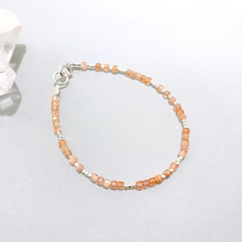 Ops Sunstone silver bracelet - 金太陽石/金草莓晶/純銀/手鍊