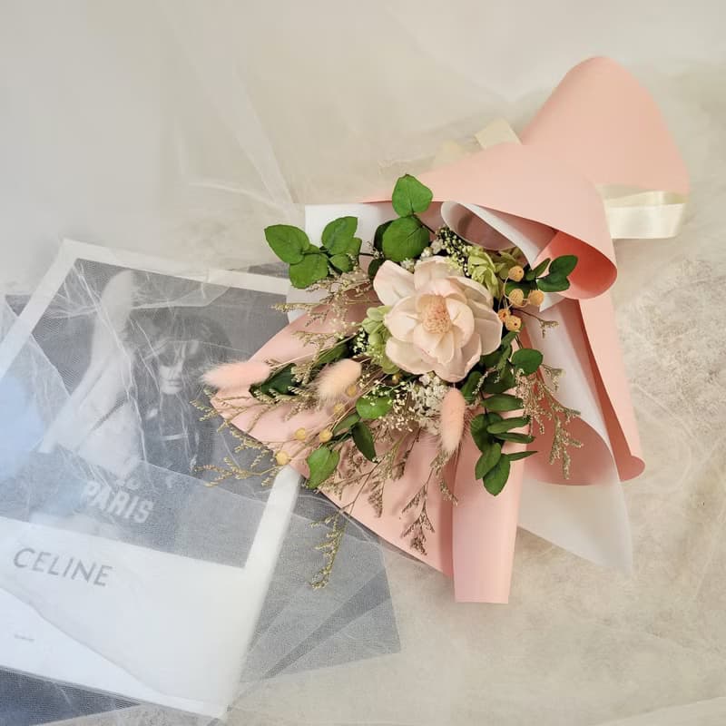 甜美粉自然花束 永生花束 情人節花束 求婚花束 索拉花