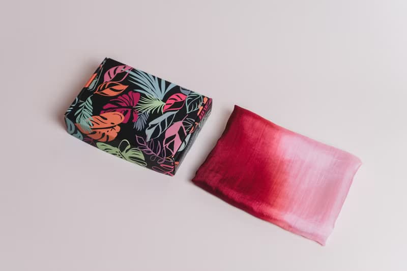 100% Mulberry Silk Scarf – Hand Dyed, Lightweight,Burgundy- Pink Ombre