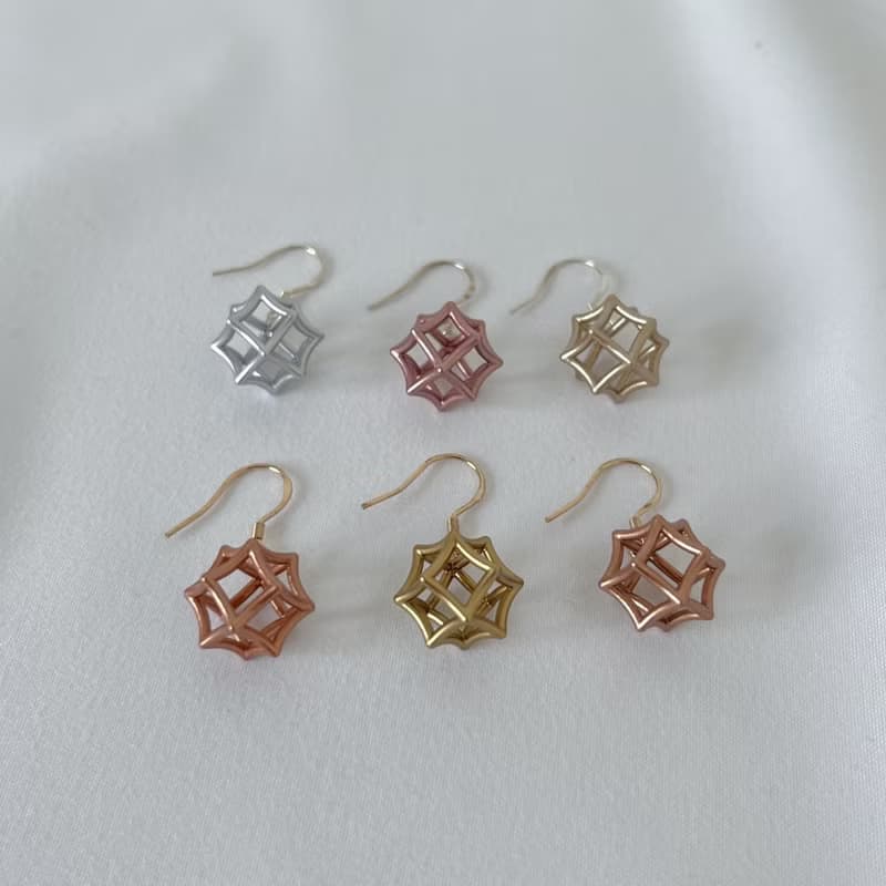 【O34a】幾何耳飾 鏤空圓管 晶格 樹脂 金屬色系