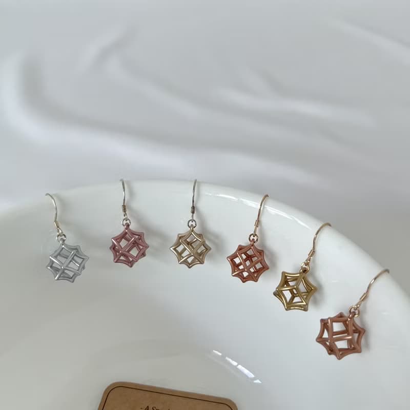 【O34a】幾何耳飾 鏤空圓管 晶格 樹脂 金屬色系