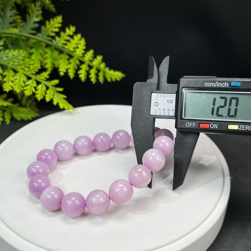 精品紫鋰輝手串12mm冰潤顆顆貓眼薰衣草水晶手錬女平和積極解壓