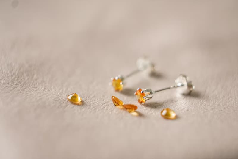 SV925 迷你黃水晶單鑽耳環(耳夾) 3mm 皇冠六爪鑲 養耳棒