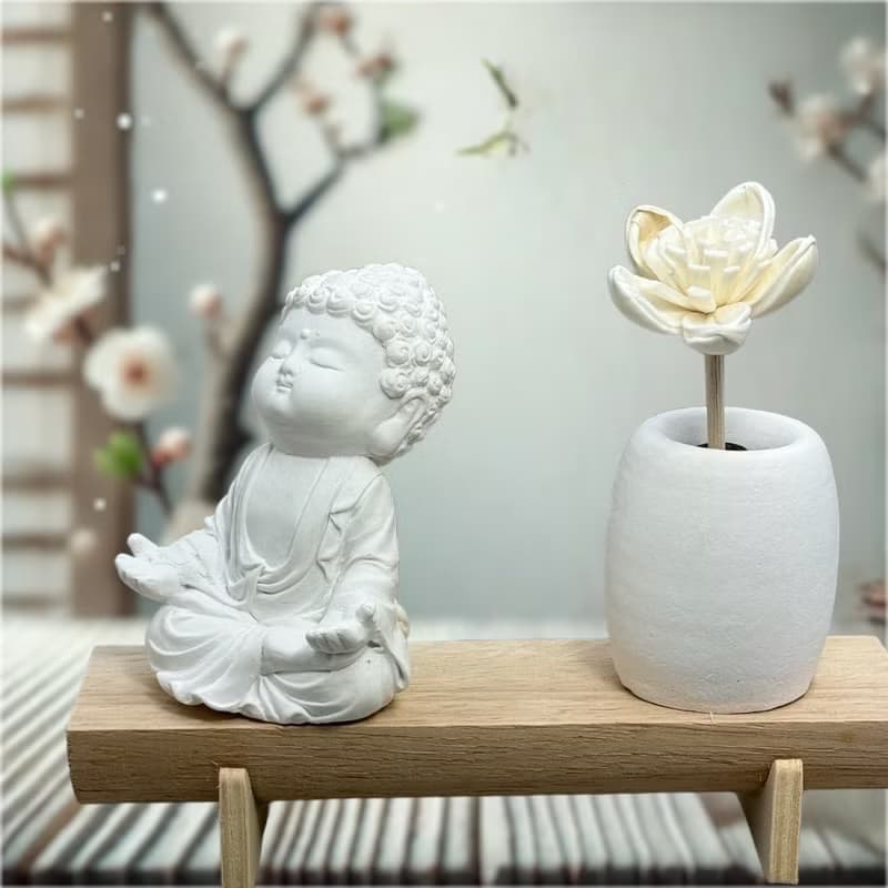 文青簡約風 淨念吉祥之小佛衲靜 原木底座系列  新時尚簡約