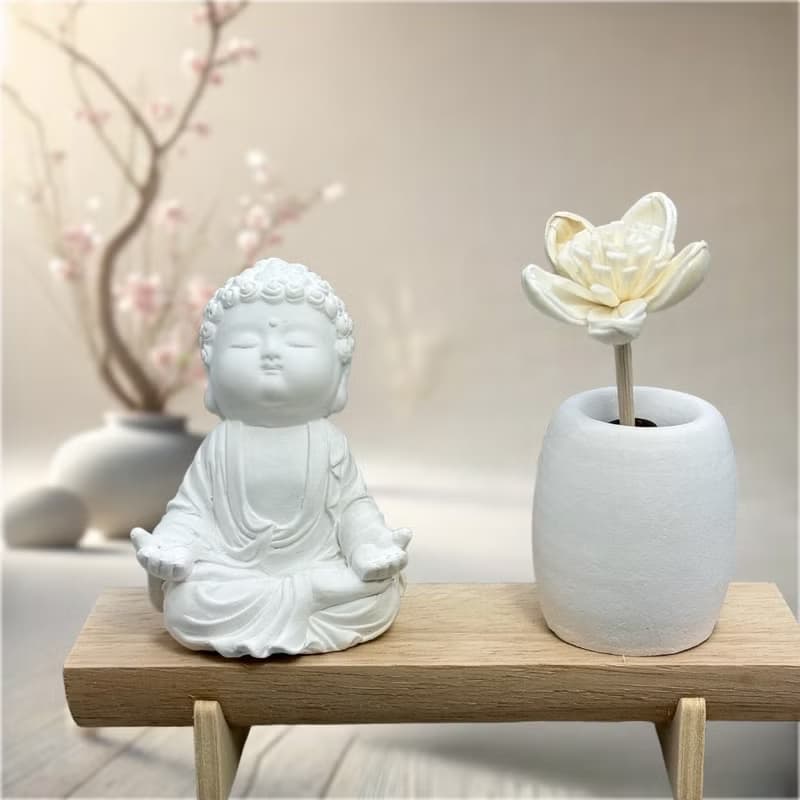 文青簡約風 淨念吉祥之小佛衲靜 原木底座系列  新時尚簡約