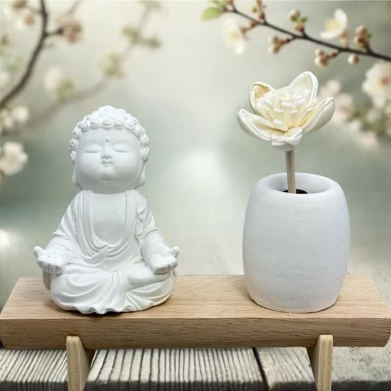 文青簡約風 淨念吉祥之小佛衲靜 原木底座系列  新時尚簡約