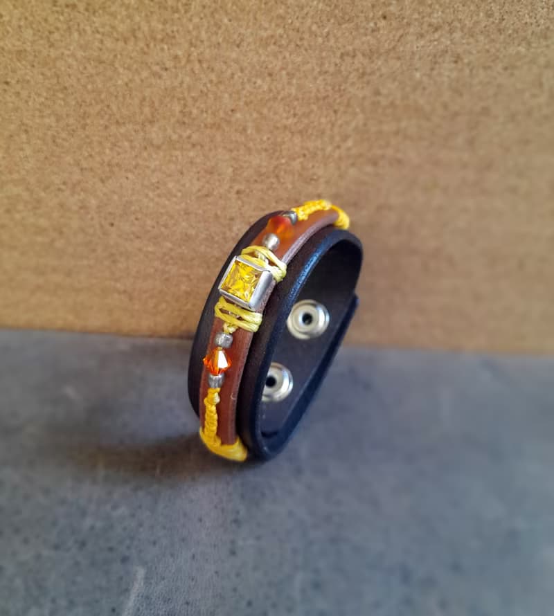 Yellow Cubic Zirconia Diamond Bracelet, Silver 925 Bangle, Unique Woman Gift