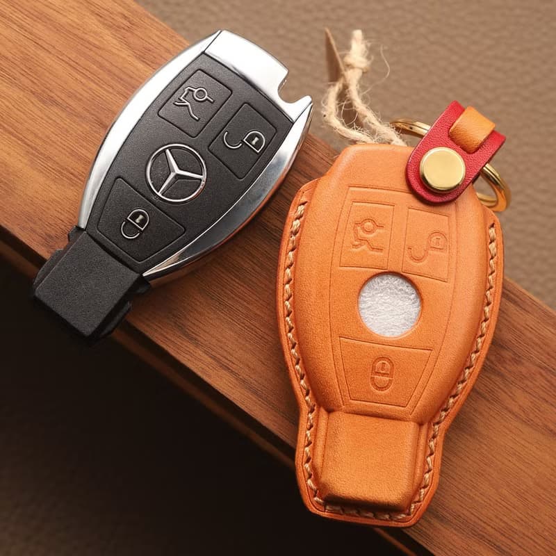 【瘋匠訂制】進口真皮車鑰匙皮套 For Benz 奔馳 賓士 C200/GLA/S