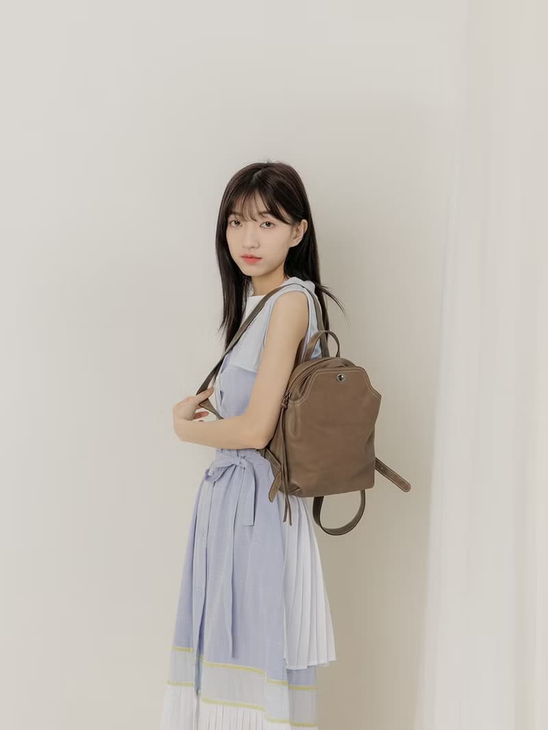 supportingrole 真皮休閒實用精緻風格後背包 灰褐色