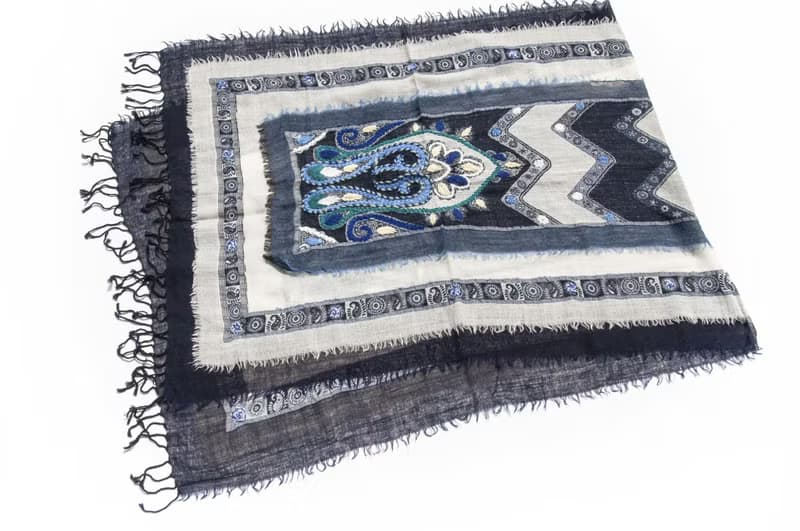 喀什米爾Cashmere/水煮羊毛披肩/針織圍巾/刺繡圍巾/羊絨披巾-花