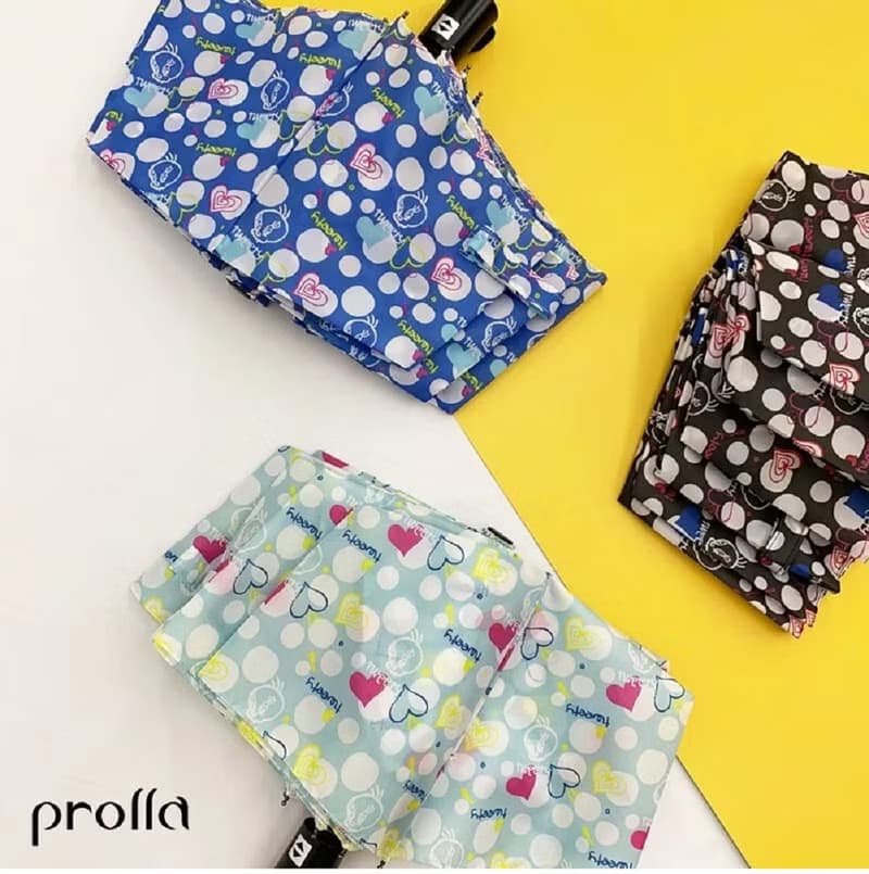 Prolla可愛金絲雀自動折傘 超潑水 抗UV 晴雨傘 緩衝收合童傘安心