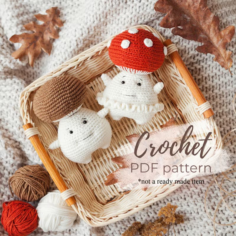 【數位】Crochet Pattern Funny Mushroom Amigurumi Toys - Digital Item