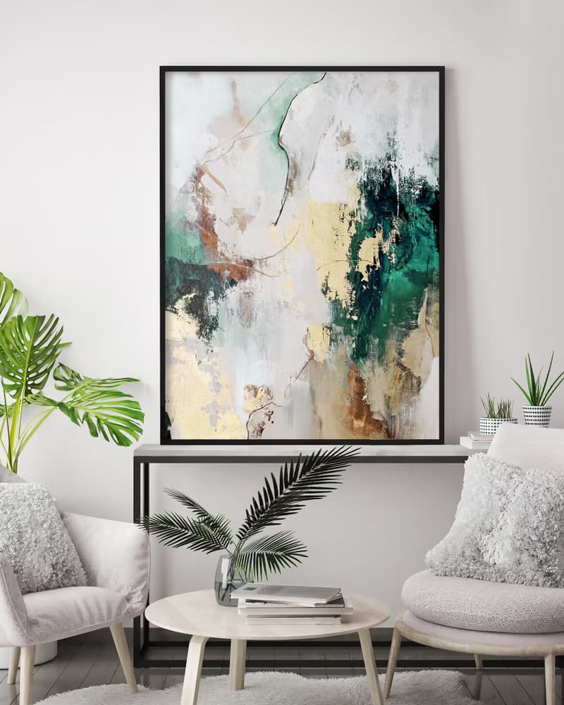 Green Gold Painting |  Green Gold Abstract | Green Gold Wall Art | Green Flow 4