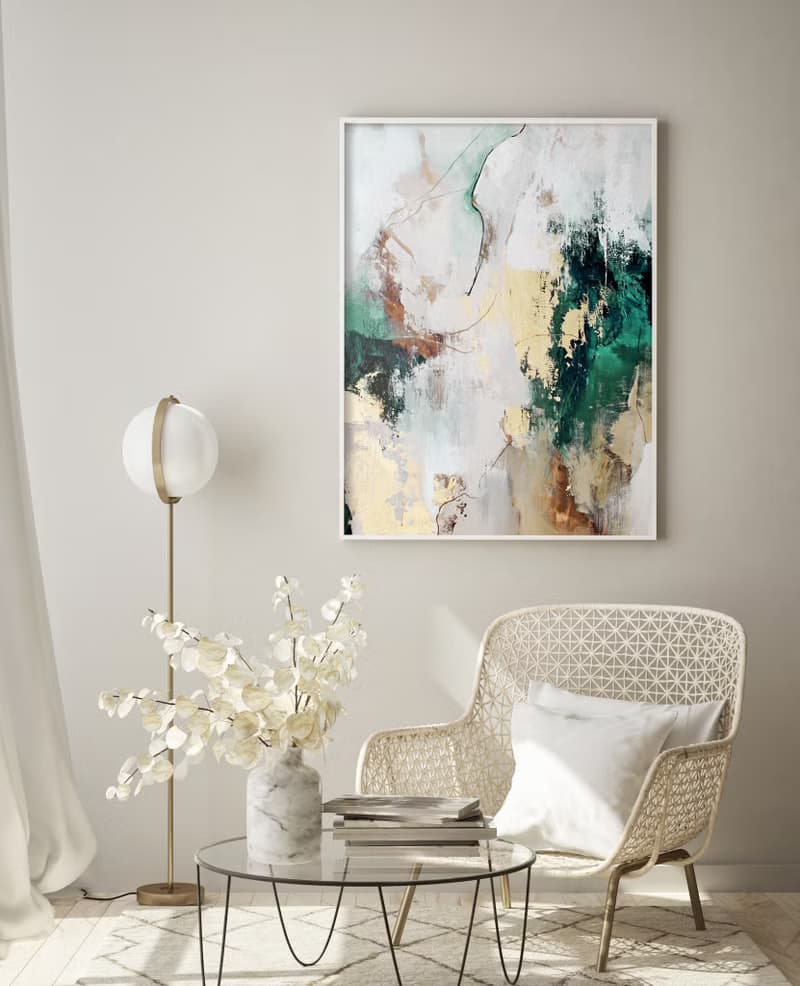 Green Gold Painting |  Green Gold Abstract | Green Gold Wall Art | Green Flow 4
