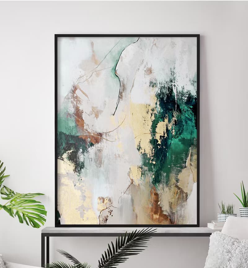 Green Gold Painting |  Green Gold Abstract | Green Gold Wall Art | Green Flow 4