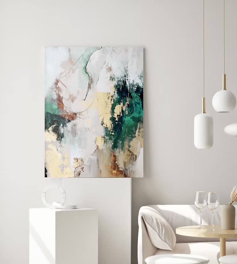 Green Gold Painting |  Green Gold Abstract | Green Gold Wall Art | Green Flow 4