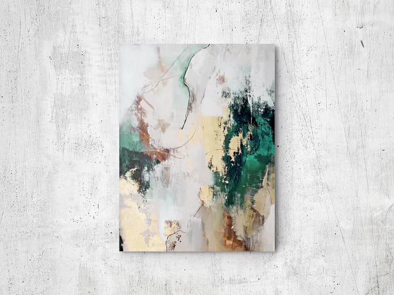 Green Gold Painting |  Green Gold Abstract | Green Gold Wall Art | Green Flow 4
