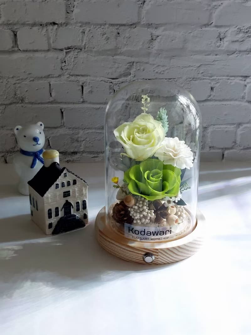 永生花玻璃罩.花盅小夜燈 祝賀花禮 生日.聖誕節.升遷.卡扣式