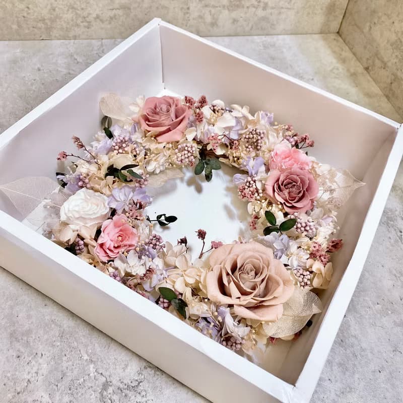 乾燥花永生花圈 25cm 自然風格門飾擺件