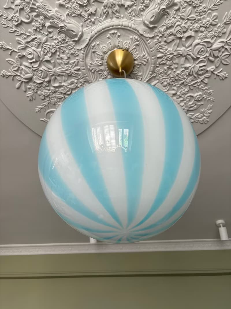 Hand Blown Glass Globe Pendant Light D40cm (15.7inch), Glass Globe Ceiling Light