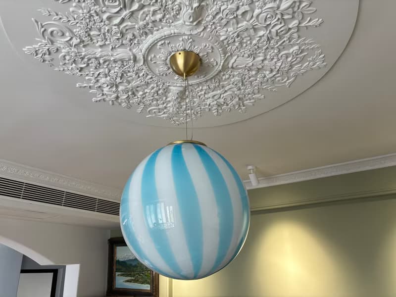 Hand Blown Glass Globe Pendant Light D40cm (15.7inch), Glass Globe Ceiling Light