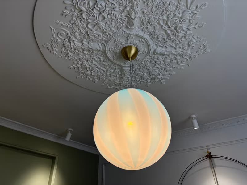 Hand Blown Glass Globe Pendant Light D40cm (15.7inch), Glass Globe Ceiling Light