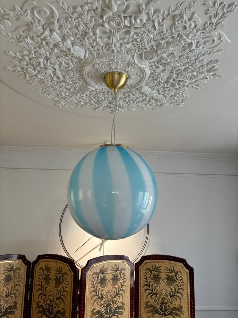 Hand Blown Glass Globe Pendant Light D40cm (15.7inch), Glass Globe Ceiling Light