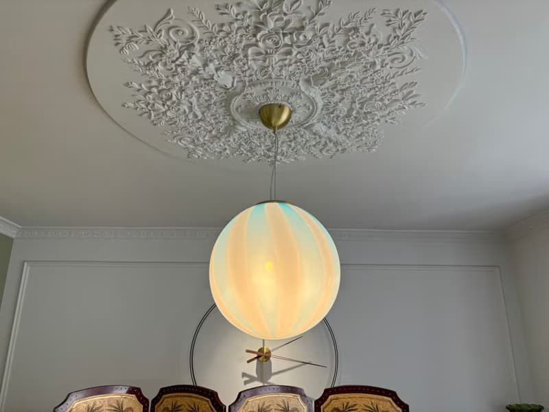 Hand Blown Glass Globe Pendant Light D40cm (15.7inch), Glass Globe Ceiling Light