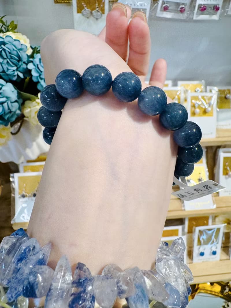 小精品滿礦藍兔毛水晶手珠11mm34.07g消除緊張增強說服力增加自信