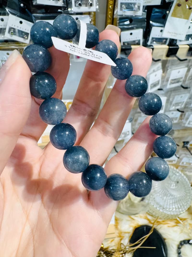 小精品滿礦藍兔毛水晶手珠11mm34.07g消除緊張增強說服力增加自信