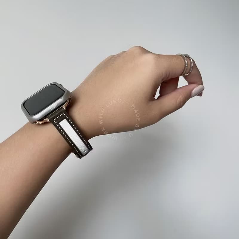 Apple Watch | 訂製感 | 帆布拼接皮不銹鋼錶帶