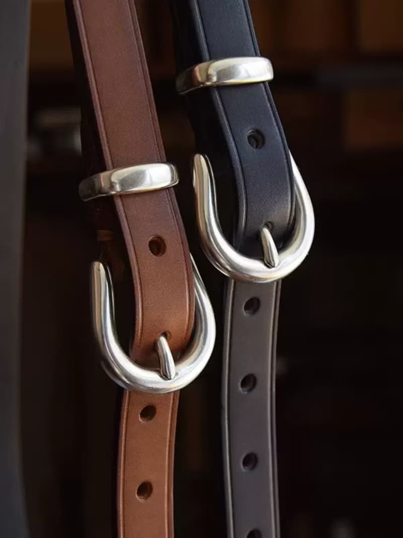 銀色針扣皮帶 女款腰帶 頭層植鞣牛皮 19mm 母親節禮物