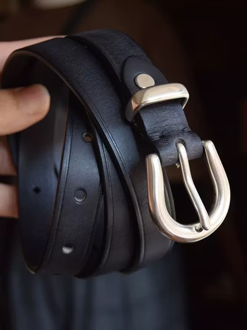 銀色針扣皮帶 女款腰帶 頭層植鞣牛皮 19mm 母親節禮物