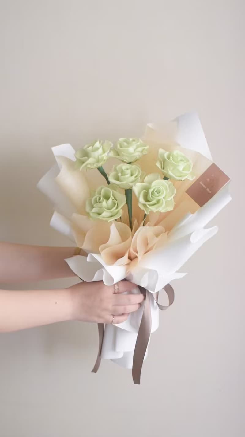 /6朵淺綠色玫瑰花束(中)/求婚 生日 情人節 七夕 教師節 聖誕節