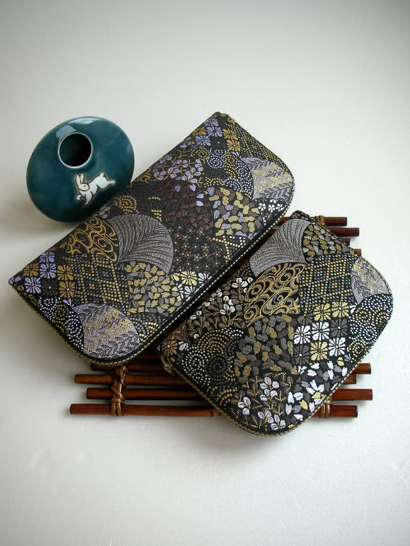 京西陣金襴錦織【墨境花傘/碧綠花傘】-長夾/皮夾/零錢包/禮物