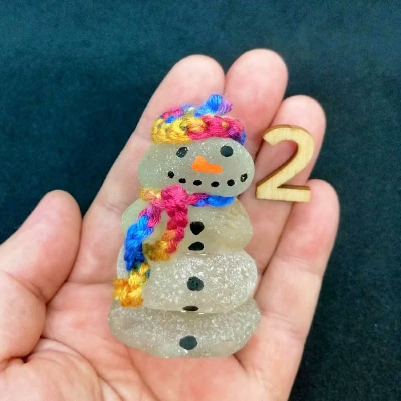 Cute sea glass snowmen.Xmas ornament.Snowman Ornaments gift idea.New home gift