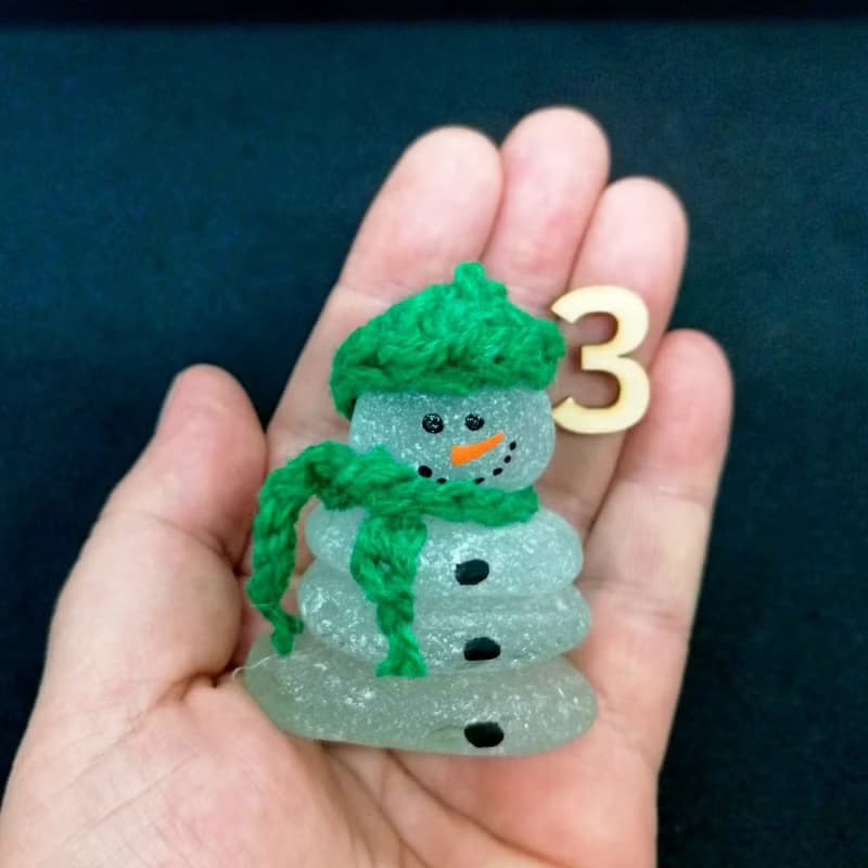 Cute sea glass snowmen.Xmas ornament.Snowman Ornaments gift idea.New home gift