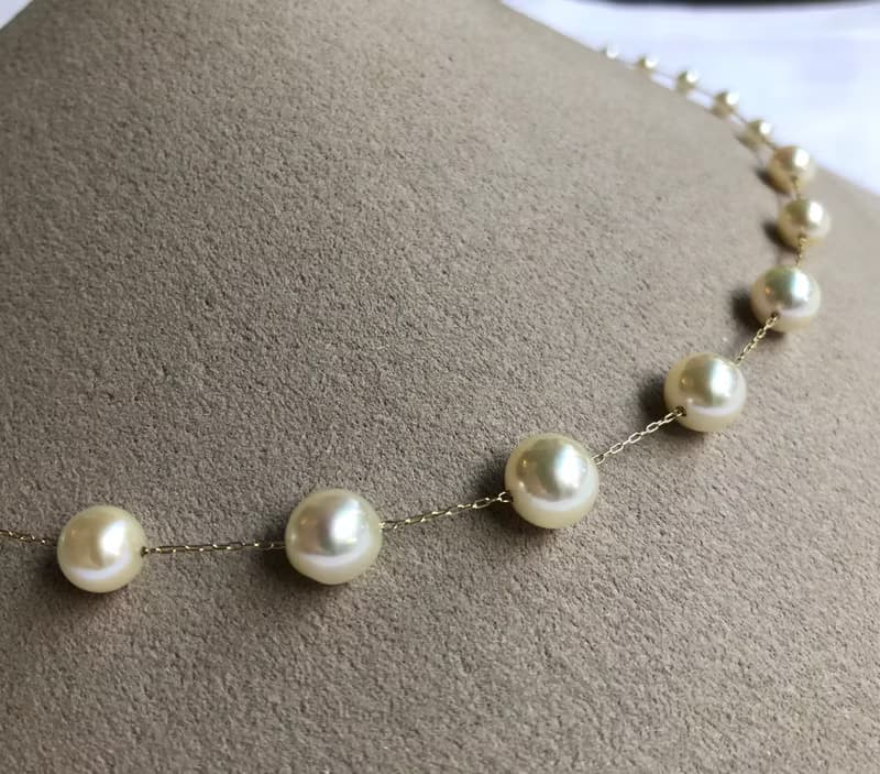 Akoya pearl  necklace station K14 sea  pearl