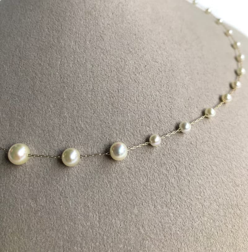 Akoya pearl  necklace station K14 sea  pearl