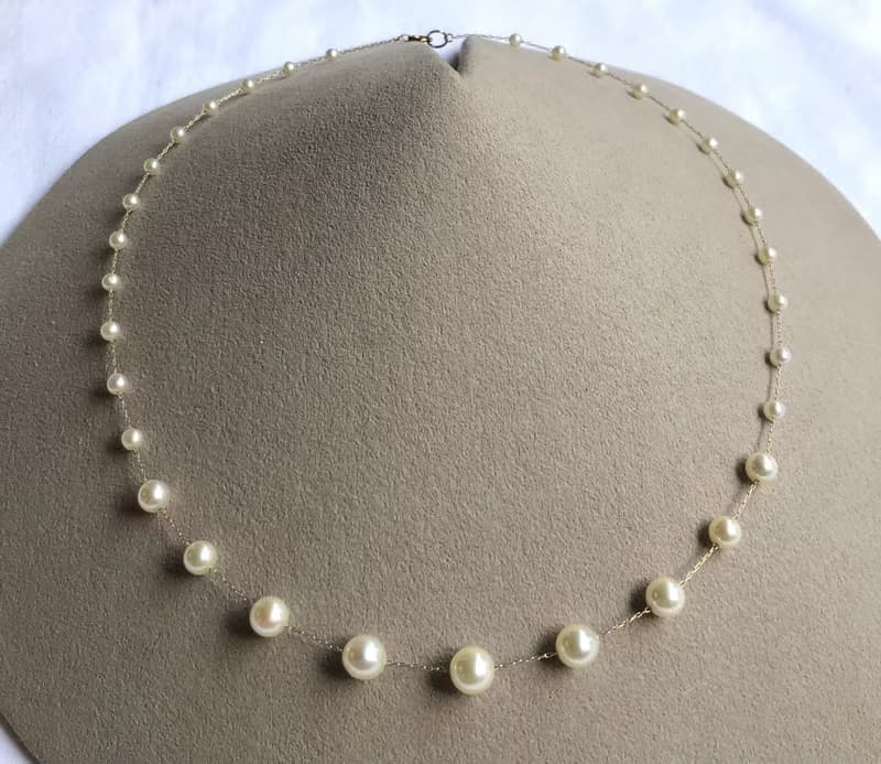 Akoya pearl  necklace station K14 sea  pearl