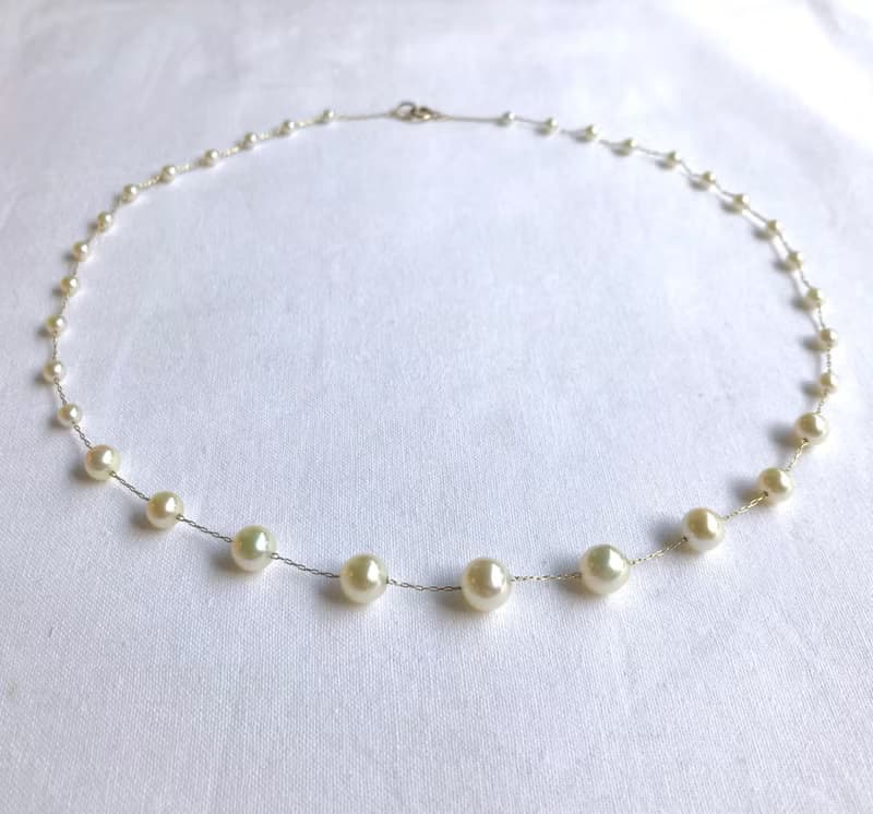 Akoya pearl  necklace station K14 sea  pearl