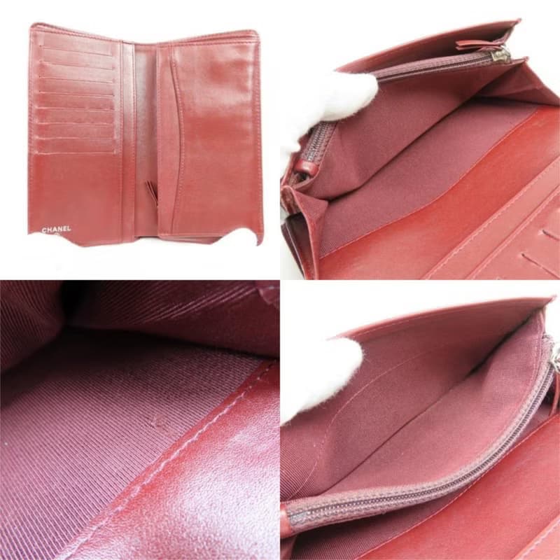 全套配件 Chanel中古黑色金標魚子醬皮革長夾 錢包 二手皮夾 手袋