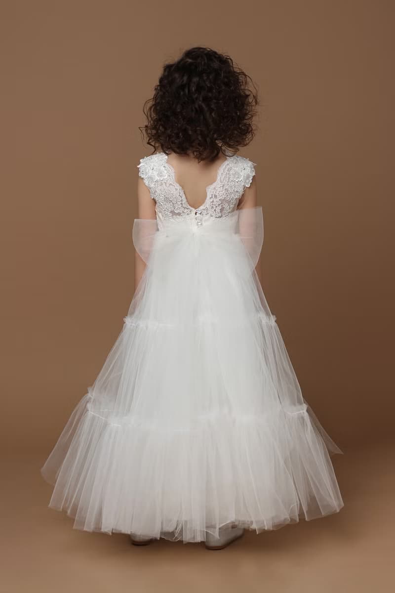 白色薄紗花童洋裝 3 歲和 5 歲 適合婚禮 生日 可出貨