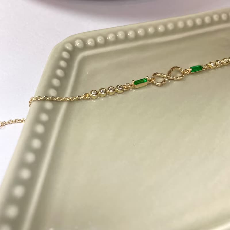 14K包金 綴綠鋯石無限手鍊 手環 項鍊 14KGF