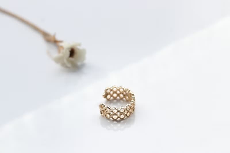 純14K Retro Sculpture Cuff 復古雕刻耳夾耳環(單個)