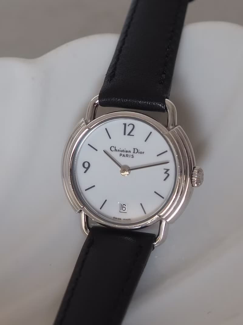 Christian Dior ディオール ラウンド ロゴ ウォッチ 腕時計 シルバー ブラック ヴィンテージ