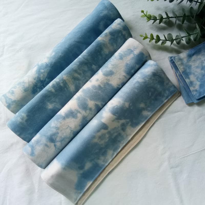 Cotton tie dyed placemat and coasters, Set of 2, set of 4, Blue, Indigo