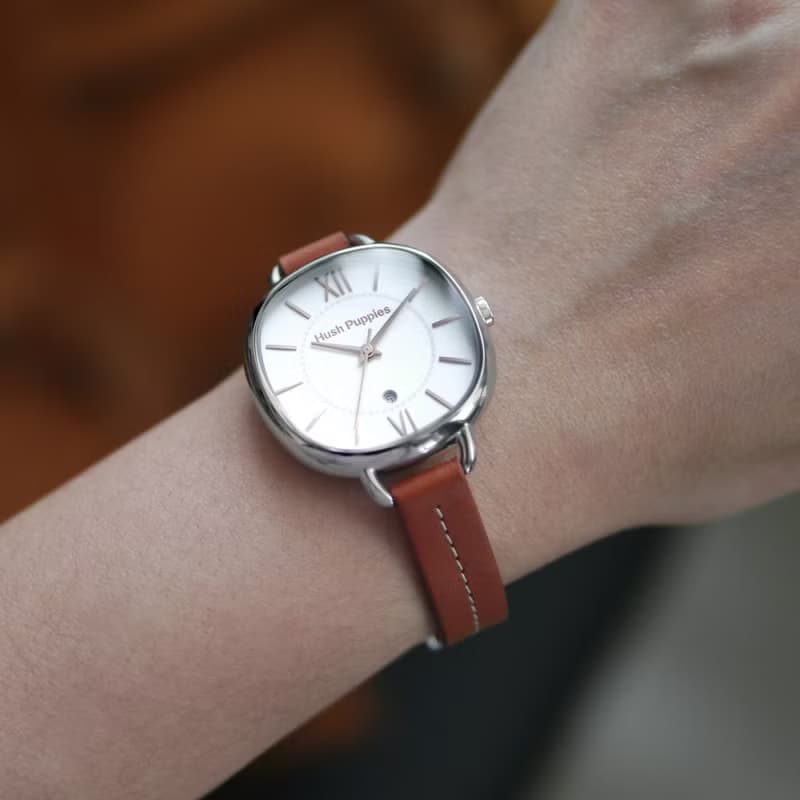 Hush Puppies 經典魅力休閒女錶(HP3892)-橘紅